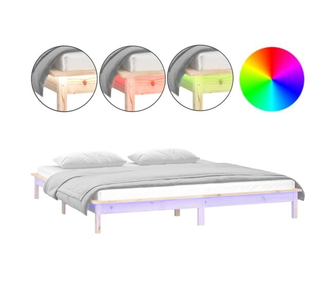 Estrutura de cama de casal simple de casal c/ led 135x190 cm madeira maciça