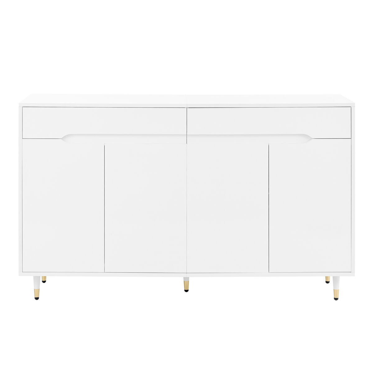 Sapateira moderna - 2 portas e 2 gavetas com étagères ajustáveis, pés dourados, capacidade para 18-24 pares - cor dourada e blanche