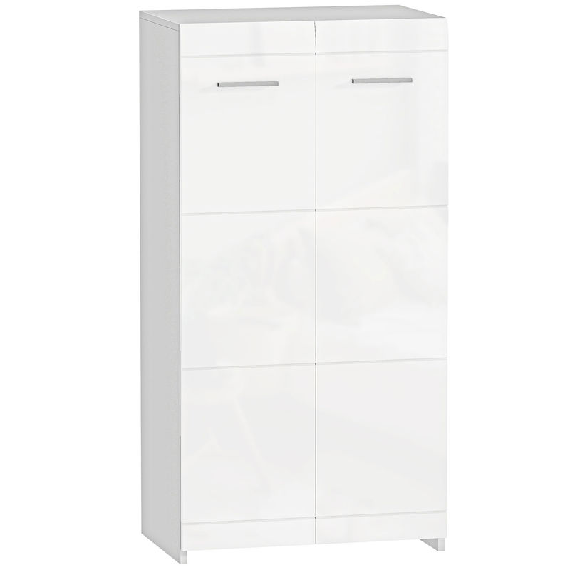 Homcom armário sapateira moderno com prateleiras ajustáveis, para 10 pares de sapatos sapateira para entrada 55x36x108 cm, branco brilhante