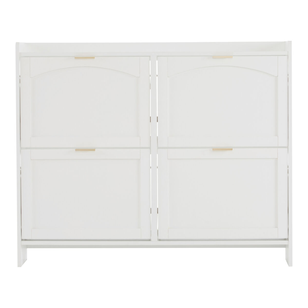 Sapateira moderna 110x90x24 cm - 4 compartimentos rebatíveis, prateleira livre, arrumação aberta - branco