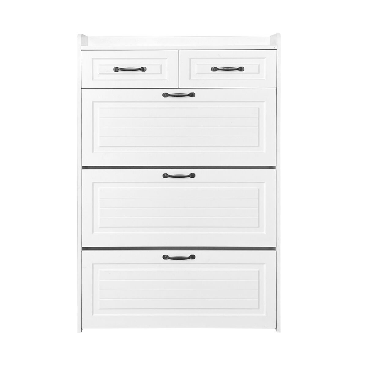 Sapateira 80x23,5x131 cm - com 3 portas e 2 gavetas - madeira - branca - para entrada ou sala de estar