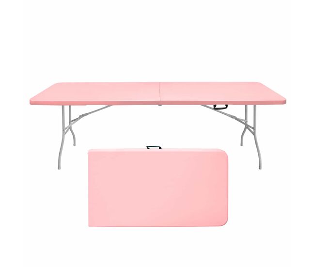 Mesa dobrável portátil de 243,9 cm - resistente, multifuncional, com pega - rosa