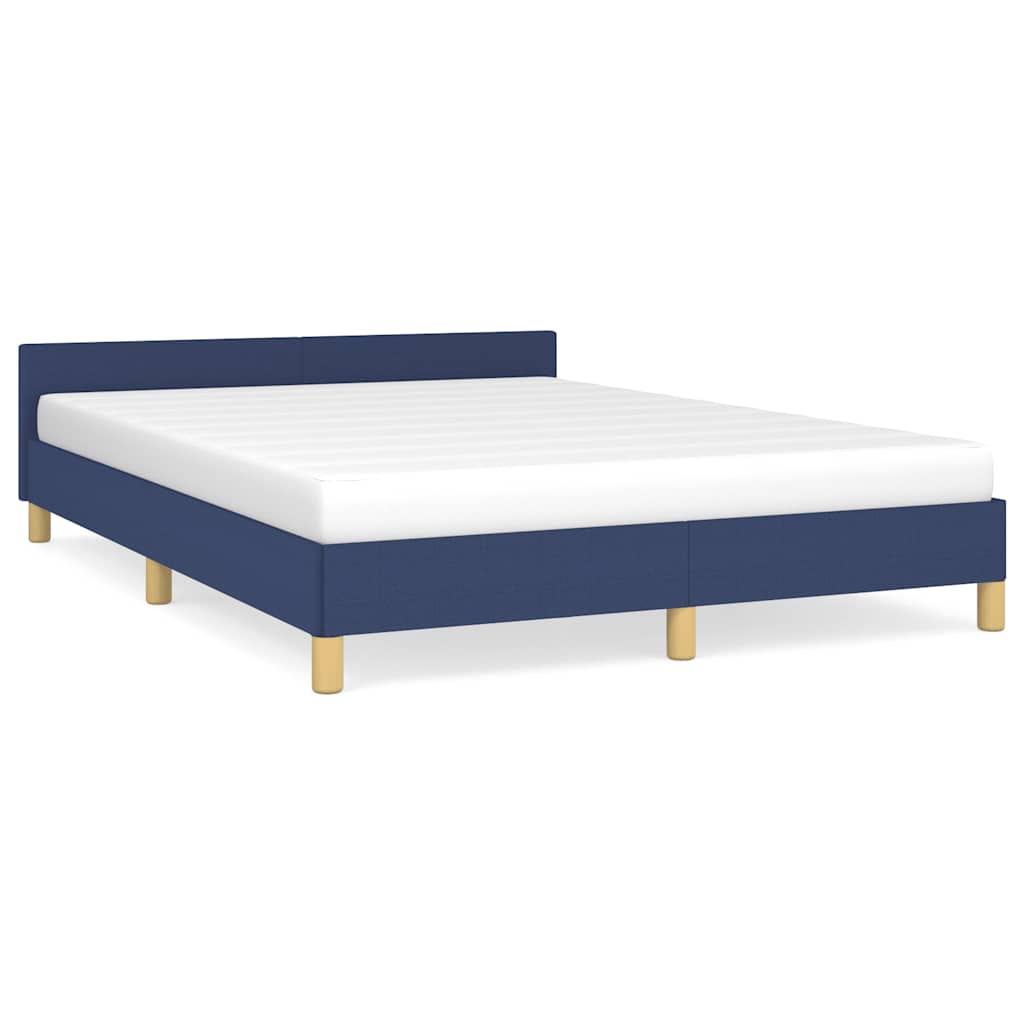 Estrutura cama de casal para adultos c/ cabeceira sem colchão 140x190 cm tecido azul