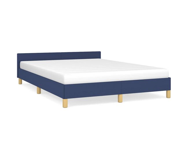 Estrutura cama de casal para adultos c/ cabeceira sem colchão 140x190 cm tecido azul