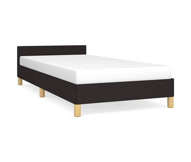Estrutura de cama de solteiro para adultos c/ cabeceira tecido 90x190 cm preto