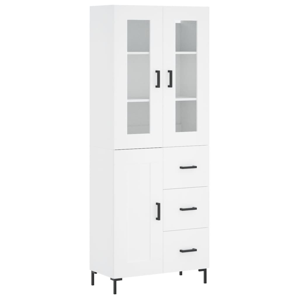 Armário alto - bufete - móvel de apoio 69,5x34x180 cm derivados de madeira branco pt710