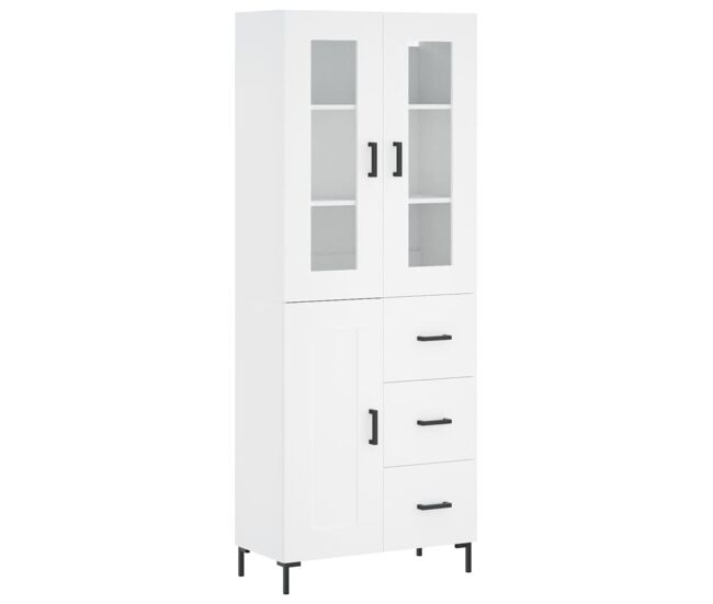 Armário alto - bufete - móvel de apoio 69,5x34x180 cm derivados de madeira branco pt710
