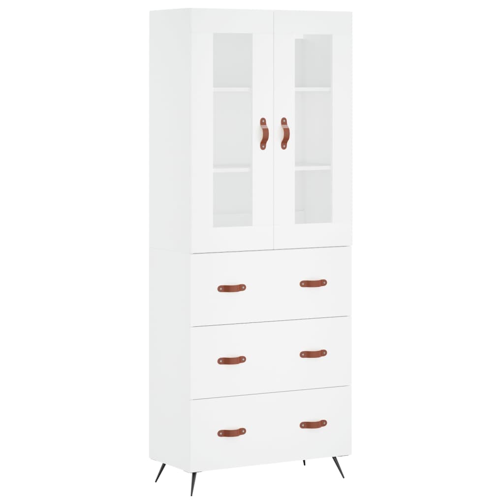 Armário alto - bufete - móvel de apoio 69,5x34x180 cm derivados de madeira branco pt689