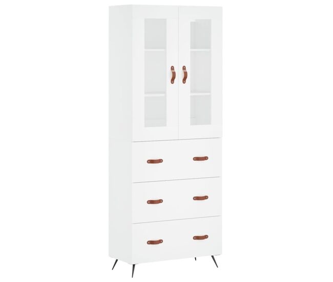 Armário alto - bufete - móvel de apoio 69,5x34x180 cm derivados de madeira branco pt689