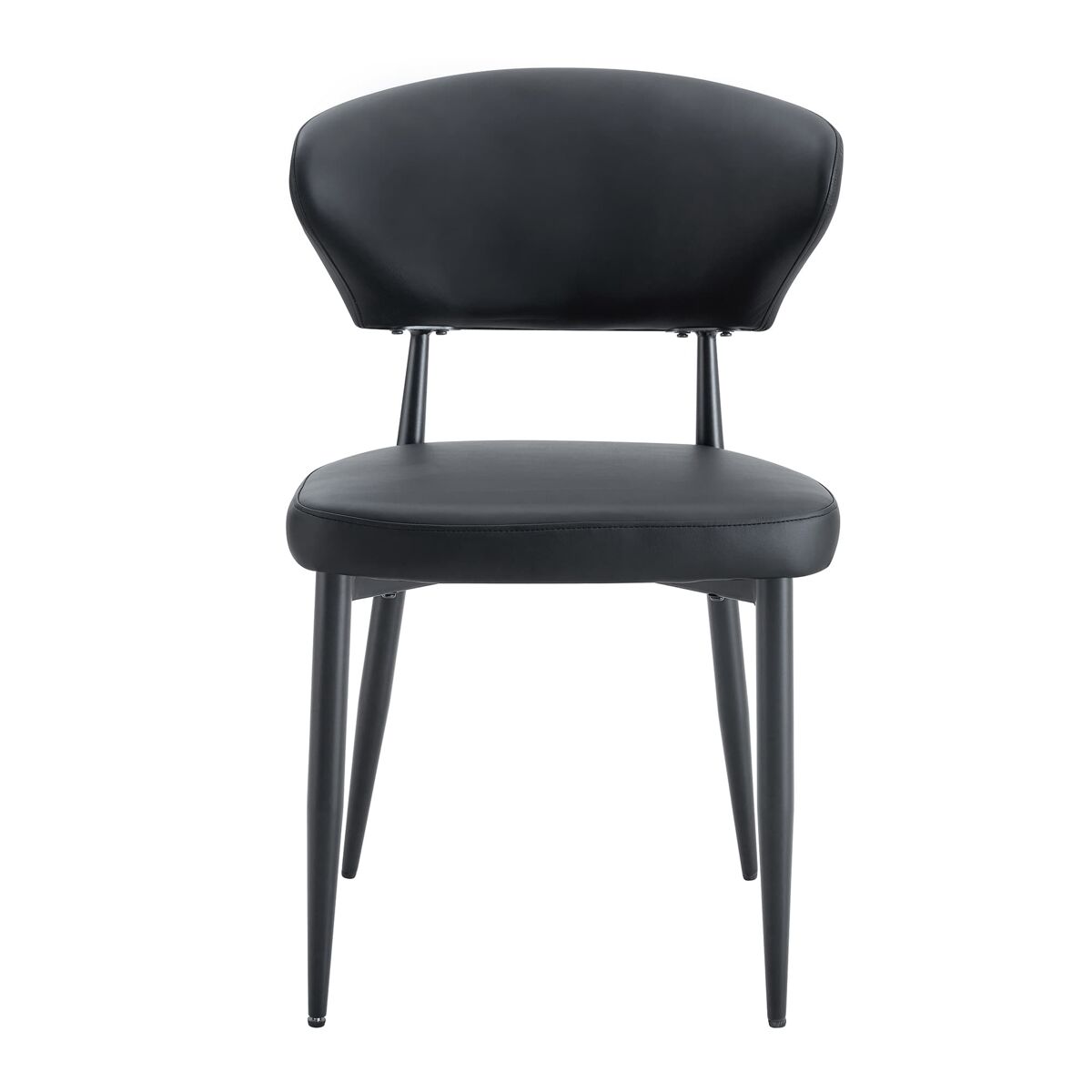 Cadeira de jantar 2 unidades - design ergonómico minimalista, encosto curvo - preto