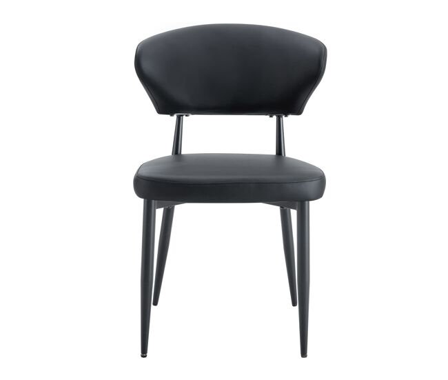Cadeira de jantar 2 unidades - design ergonómico minimalista, encosto curvo - preto