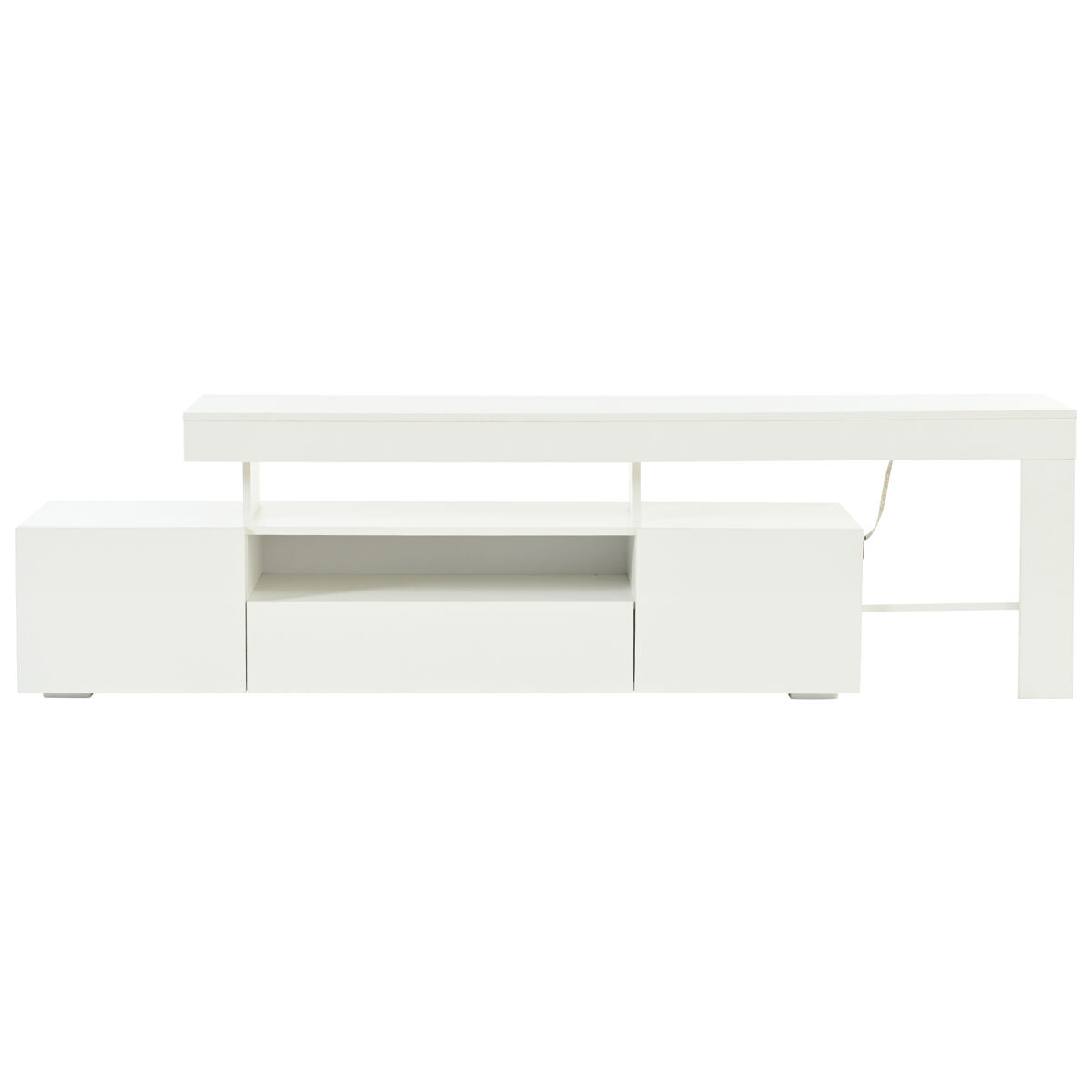 Móvel de tv 192x37x53 cm - com 3 armários, led, alto brilho, mesa para tv, branco