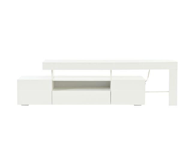 Móvel de tv 192x37x53 cm - com 3 armários, led, alto brilho, mesa para tv, branco