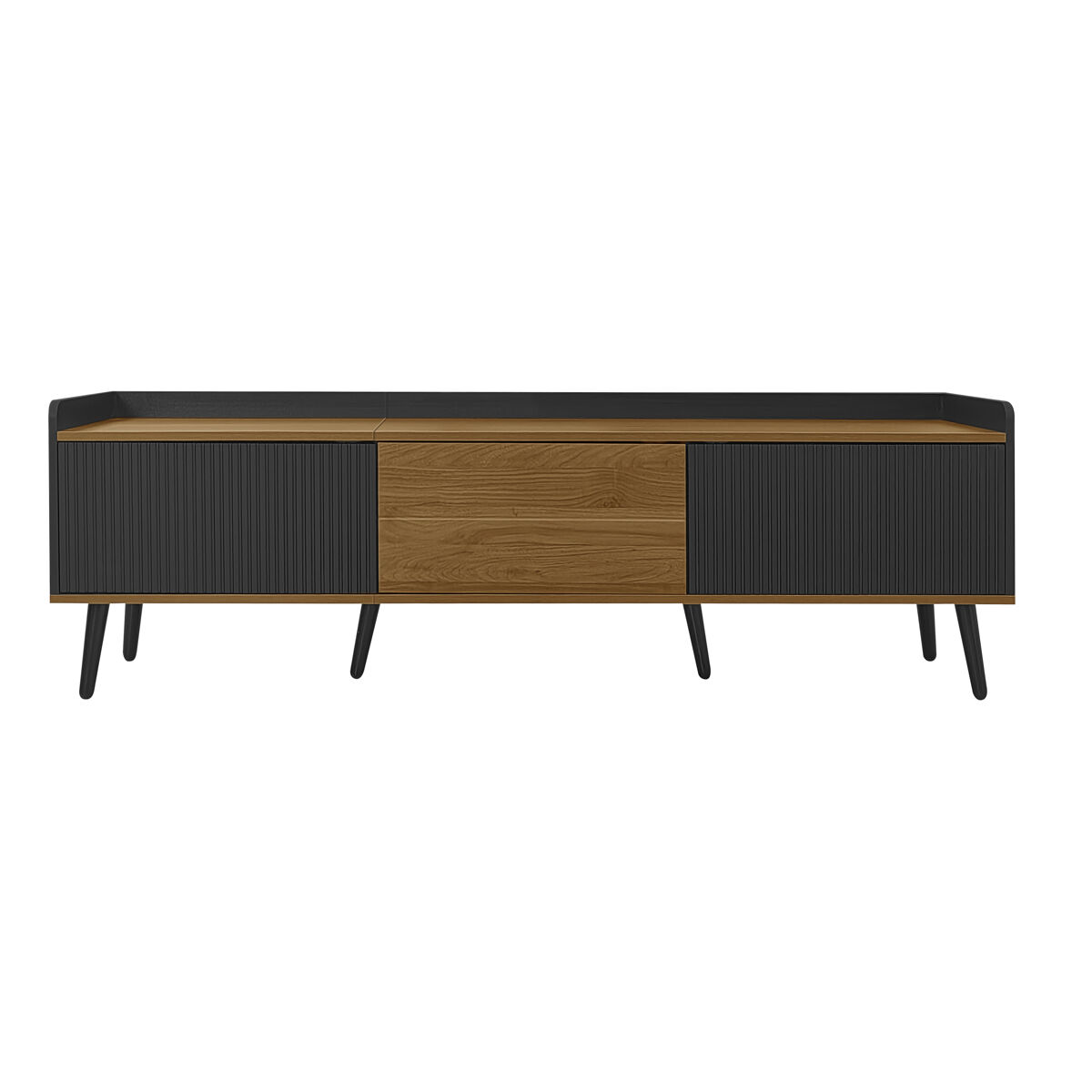 Móvel de tv 160 cm - design compacto, 3 portas - noir e natural