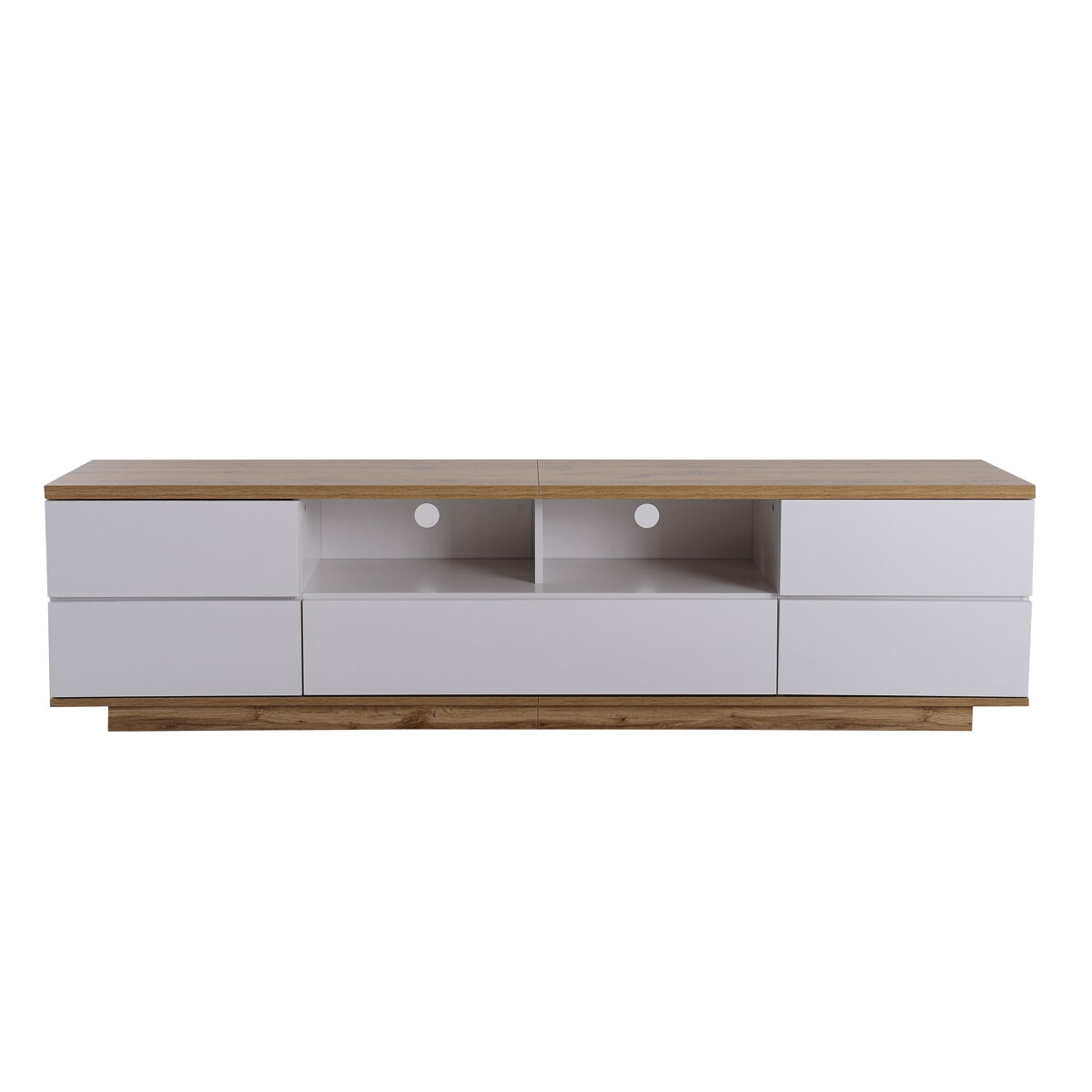 Móvel de tv moderno 180 cm - design bicolor, acabamento em madeira - branco