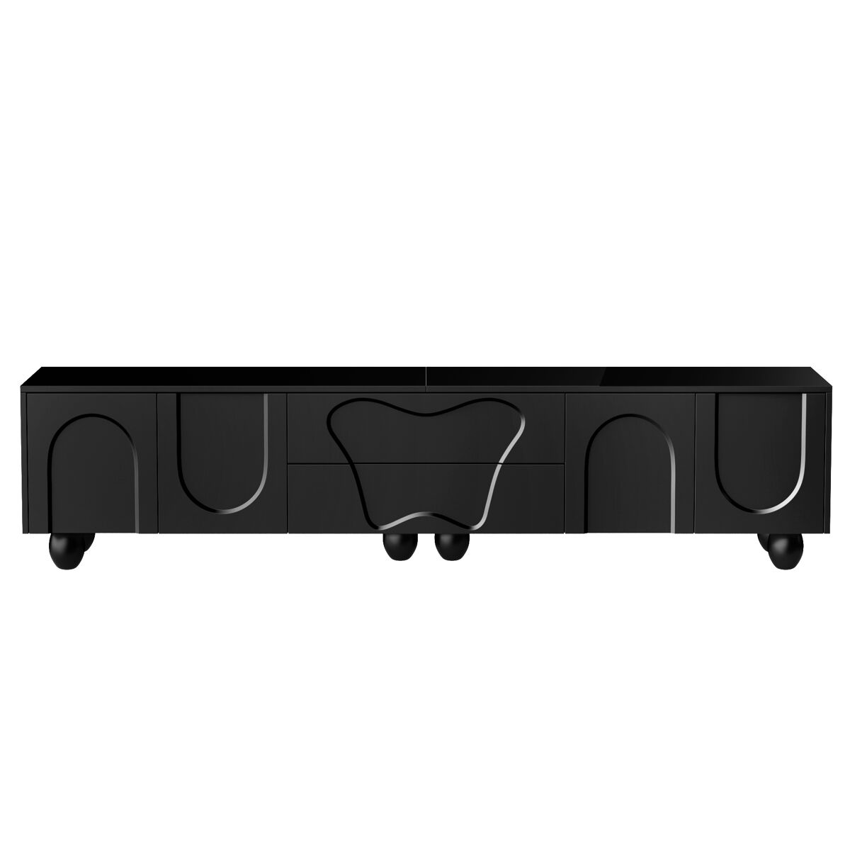 Móvel de tv 180 cm - minimalista, elegante com pés de madeira - preto