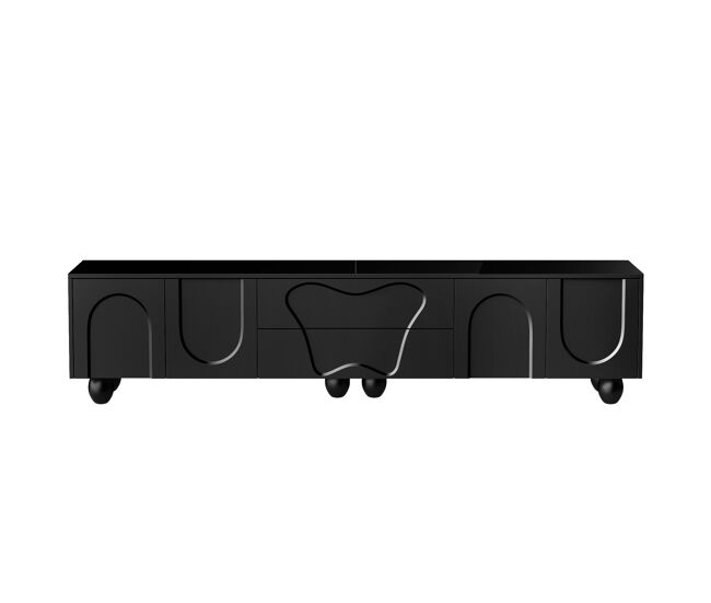 Móvel de tv 180 cm - minimalista, elegante com pés de madeira - preto