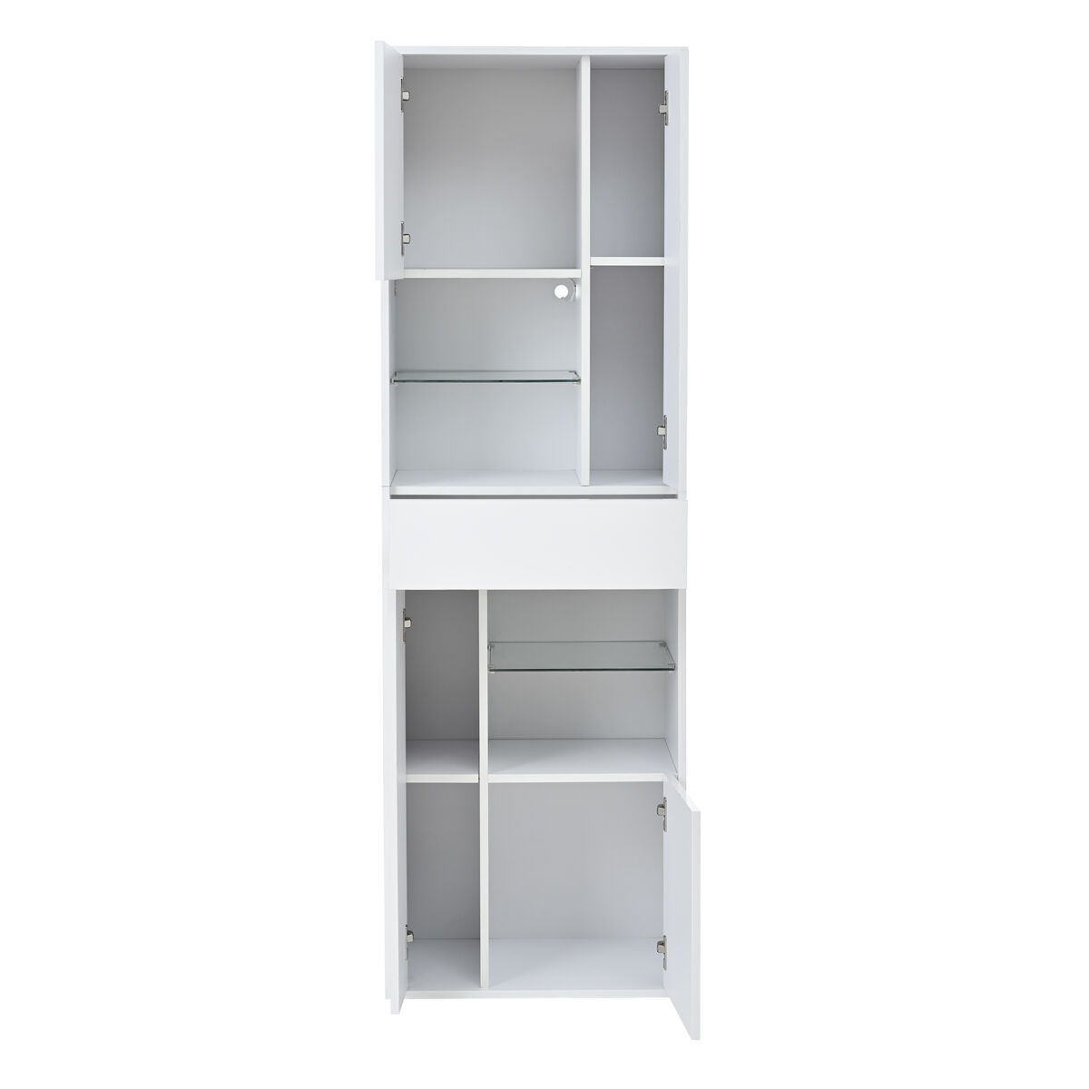 Vitrine de venda + 55x38x170 cm - 1 gaveta, 4 portas, led, alto brilho - branco