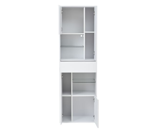 Vitrine de venda + 55x38x170 cm - 1 gaveta, 4 portas, led, alto brilho - branco
