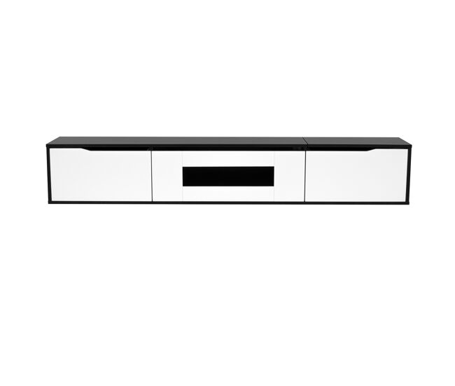 Móvel de tv 180 cm - moderno com led, usb e luz mutável - noir e blanc