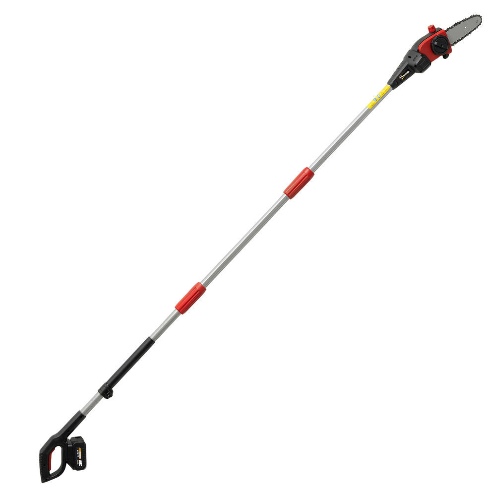 Outsunny motosserra de bateria extensível 1,94-2,56 m motosserra elétrica com motor de 300 w 2 baterias de 4,0 ah carregador duplo bloqueio