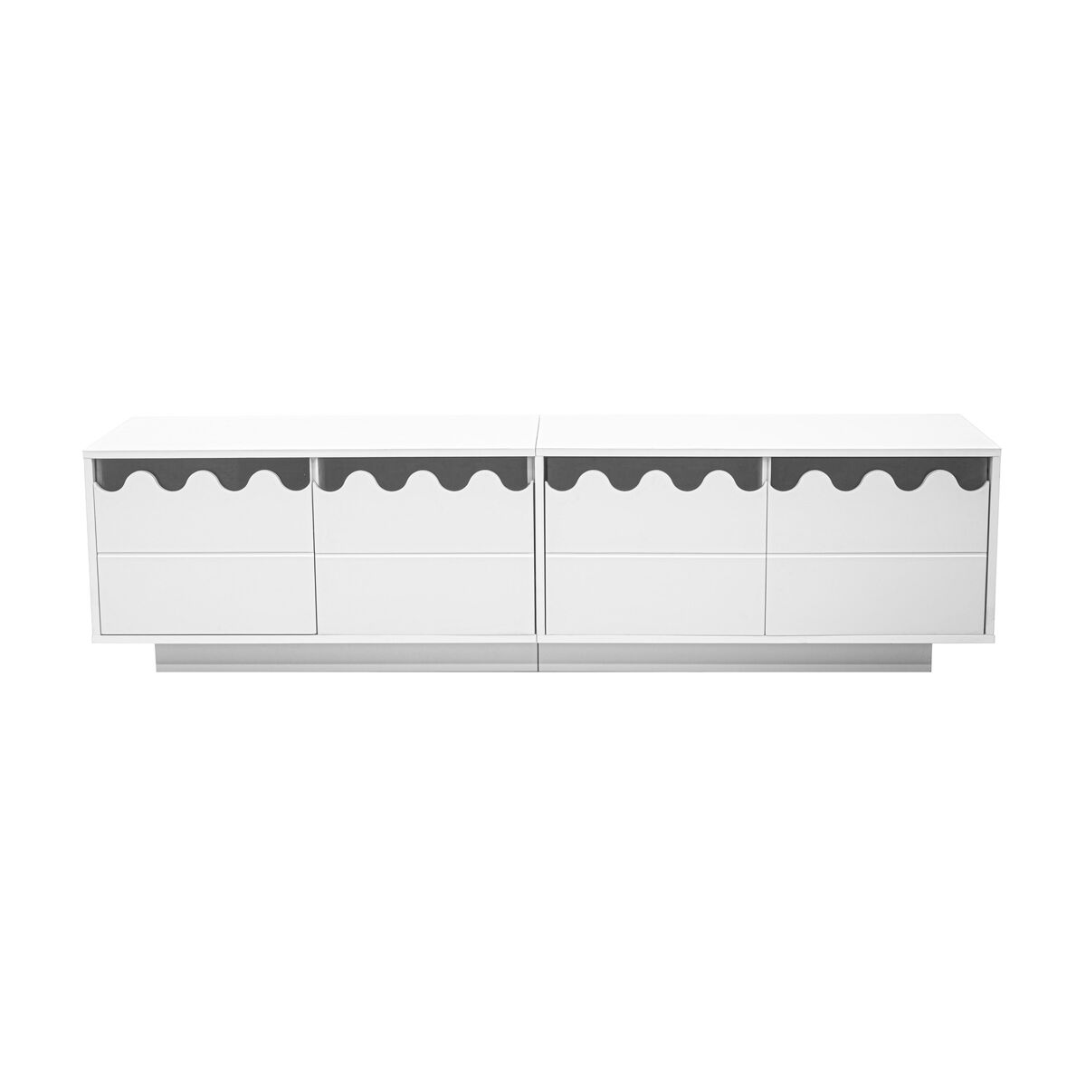 Móvel de tv 170x40 cm - 4 portas com design ondulado - moderno - bege