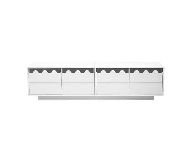 Móvel de tv 170x40 cm - 4 portas com design ondulado - moderno - bege