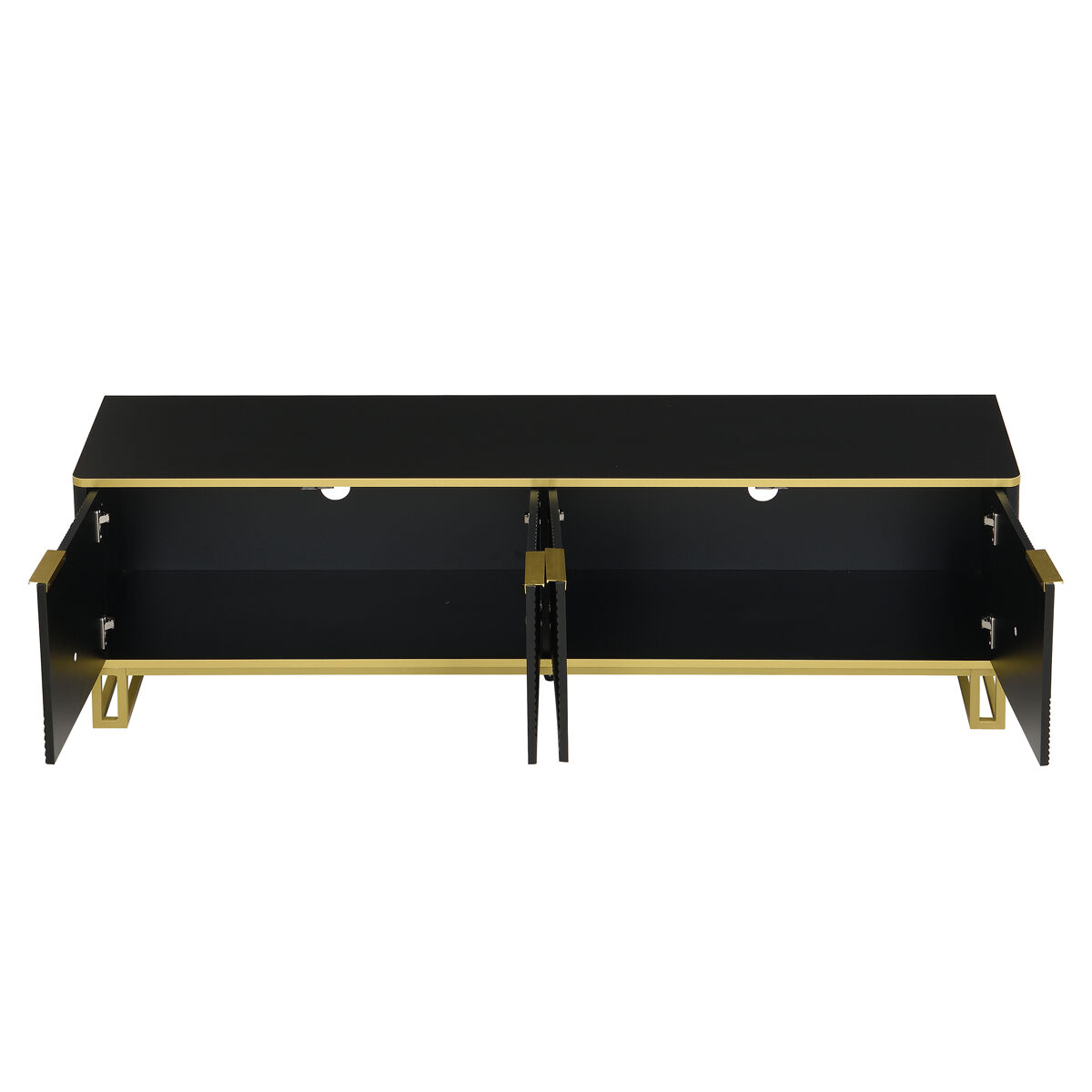 Móvel de tv 160x37,5 cm - 4 portas, design geométrico, baixo - noir