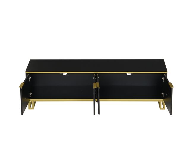 Móvel de tv 160x37,5 cm - 4 portas, design geométrico, baixo - noir