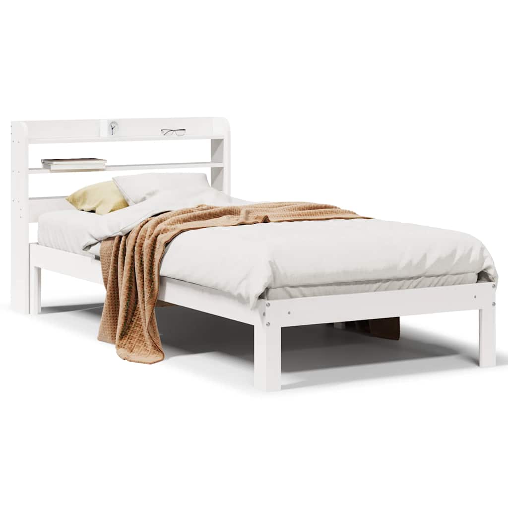 Estrutura de cama de solteiro para adultos c/ cabeceira 90x200 cm branco