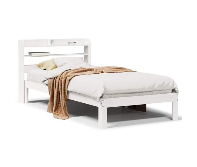 Estrutura de cama de solteiro para adultos c/ cabeceira 90x200 cm branco