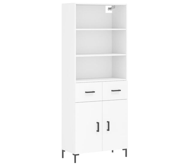 Armário alto - bufete - móvel de apoio 69,5x34x180 cm derivados de madeira branco pt744