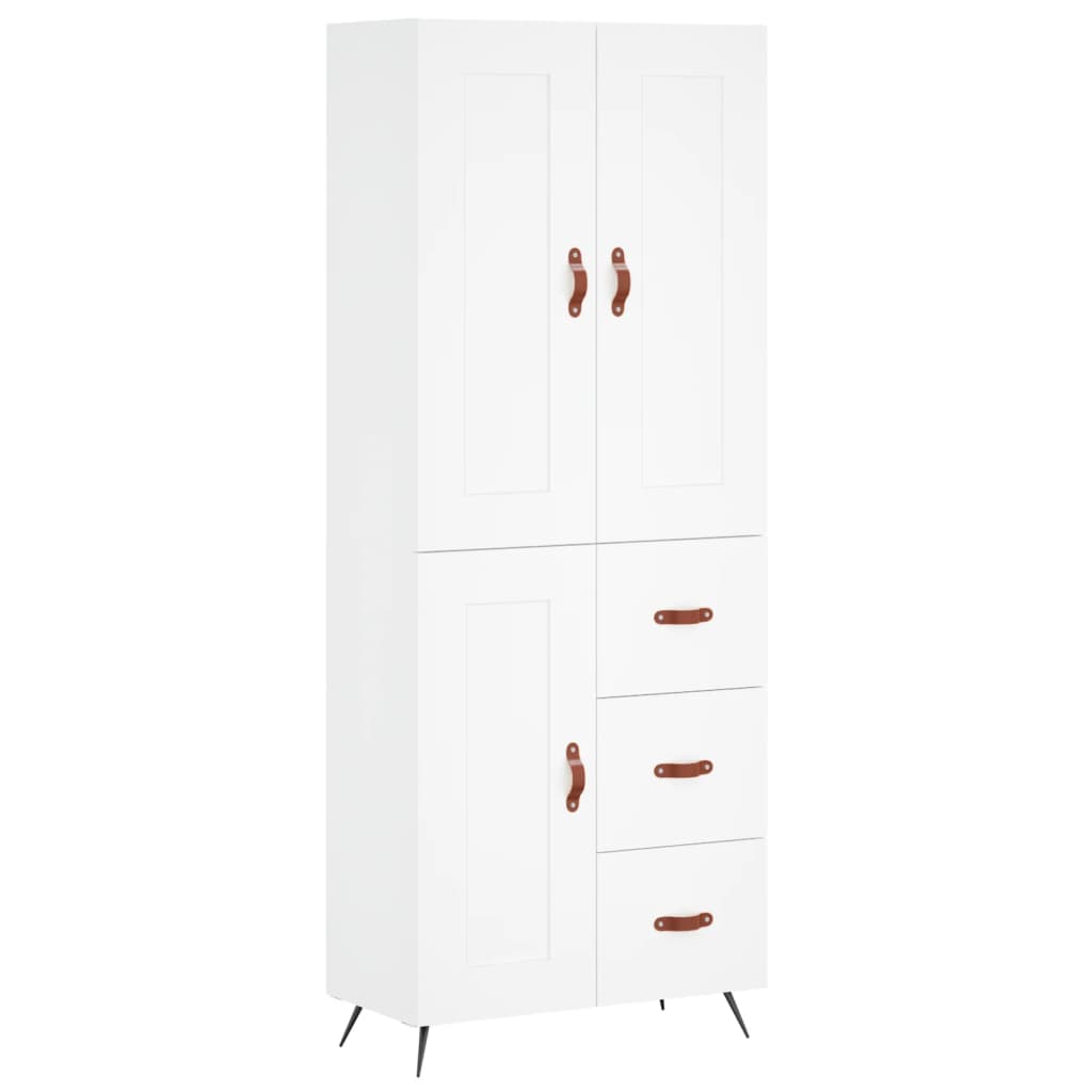 Armário alto - bufete - móvel de apoio 69,5x34x180 cm derivados de madeira branco pt736