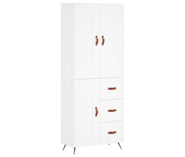 Armário alto - bufete - móvel de apoio 69,5x34x180 cm derivados de madeira branco pt736