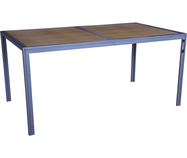 Mesa de jardim em metal com imitação de madeira "tossa" - 160 x 90 x 75 cm - castanho