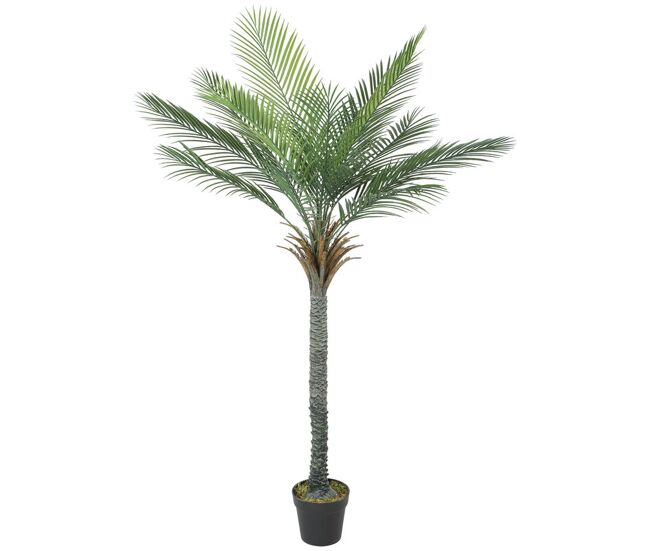Homcom planta artificial decorativa 180 cm palmeira artificial com vaso e folhas para interior casa sala escritório verde