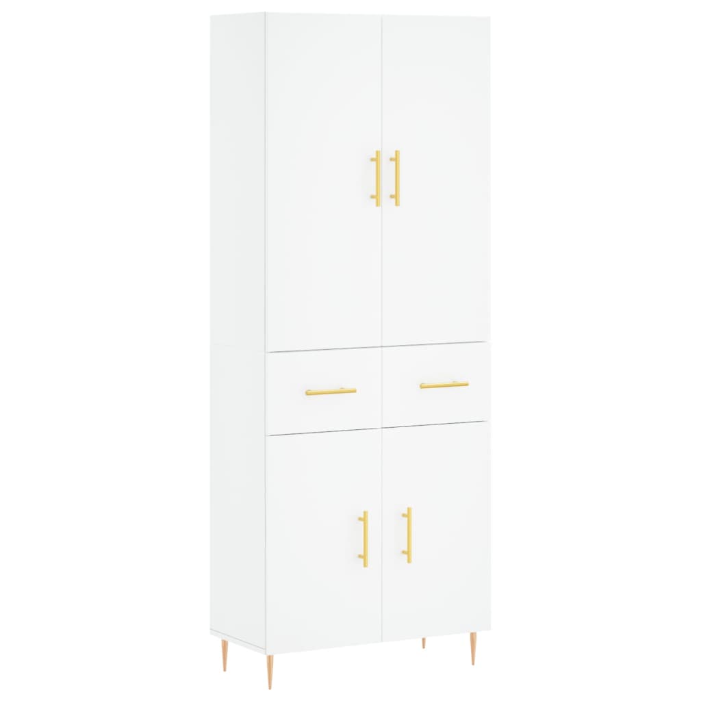 Armário alto - bufete - móvel de apoio 69,5x34x180 cm derivados de madeira branco pt675