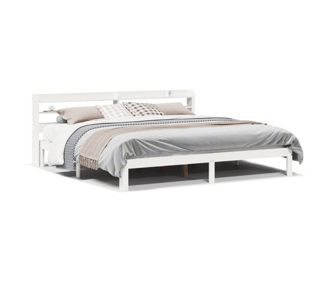 Estrutura de cama dupla para adultos c/ cabeceira - 200x200 cm branco