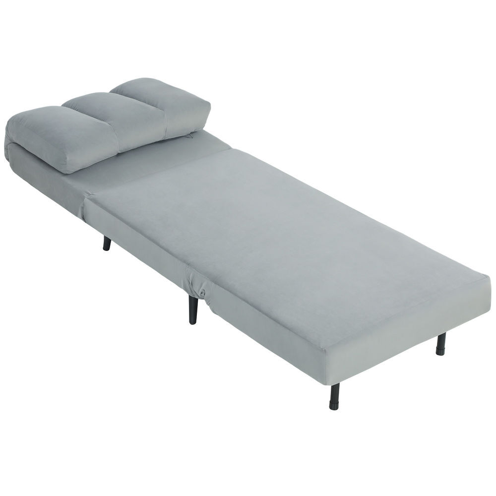 Sofá-Cama Individual Veludo, Metal HOMCOM, casa - sófas