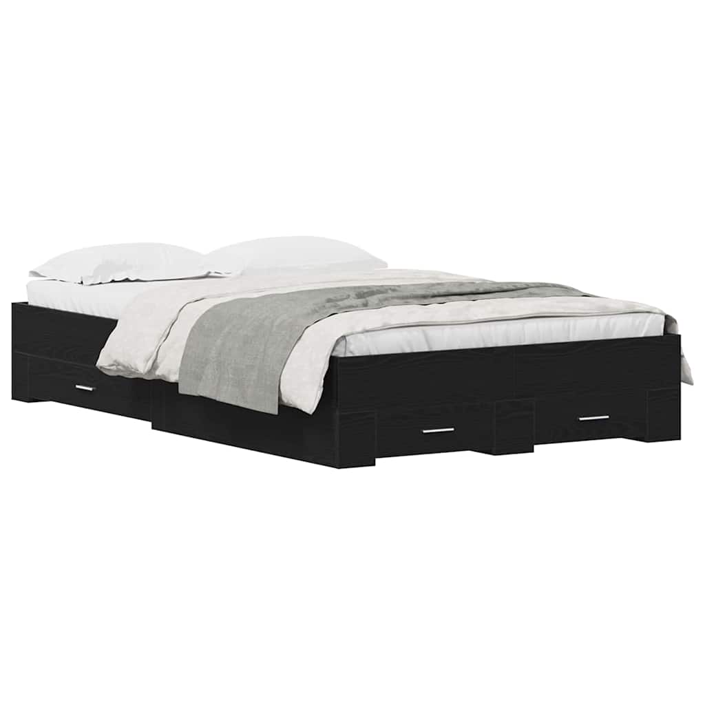 Estrutura da cama de casal moderno com gaveta - carvalho preto 120 x 200 cm