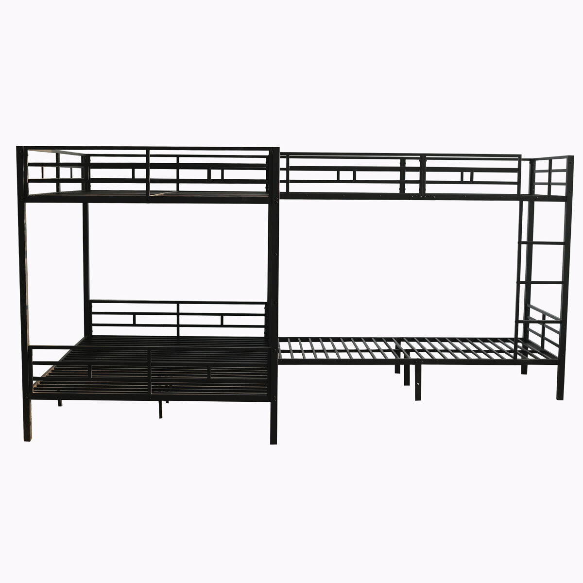 Beliche 90x200cm e 140x200cm - escada com 3 degraus, base estável, estrutura metálica - preto