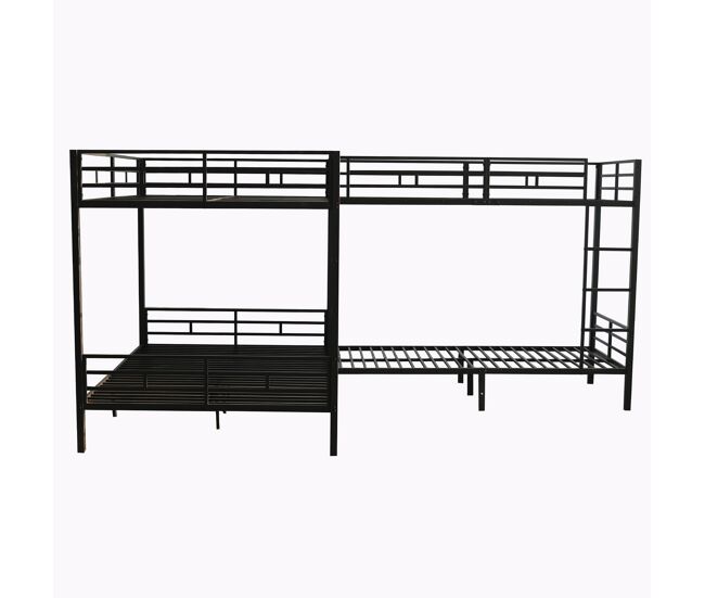Beliche 90x200cm e 140x200cm - escada com 3 degraus, base estável, estrutura metálica - preto