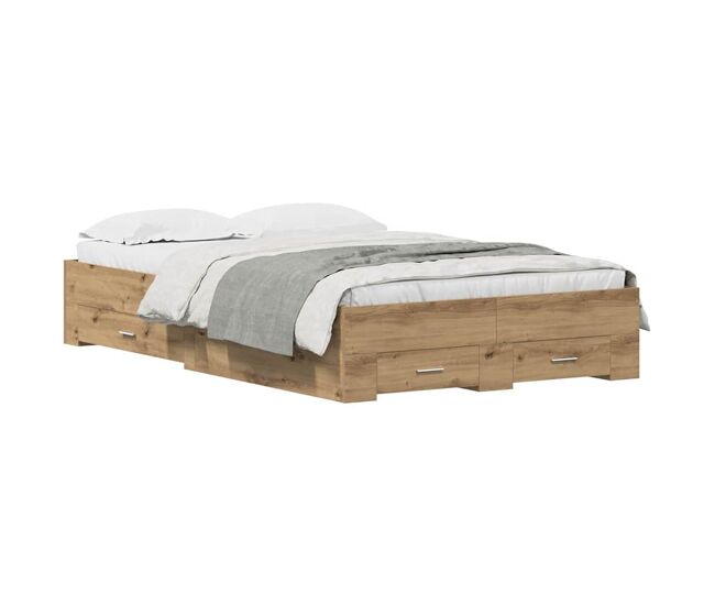 Estrutura da cama de casal moderno com gaveta - carvalho artesanal 120 x 190 cm