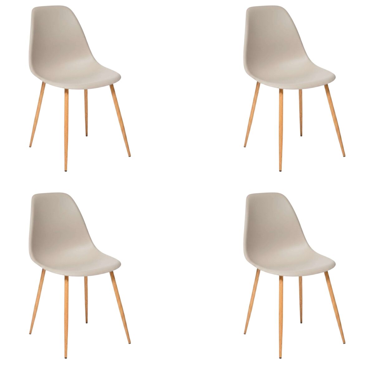 Conjunto de 4 cadeiras taho para sala de jantar, sala de estar e cozinha, cor bege, pés de metal, 46x84x51 cm