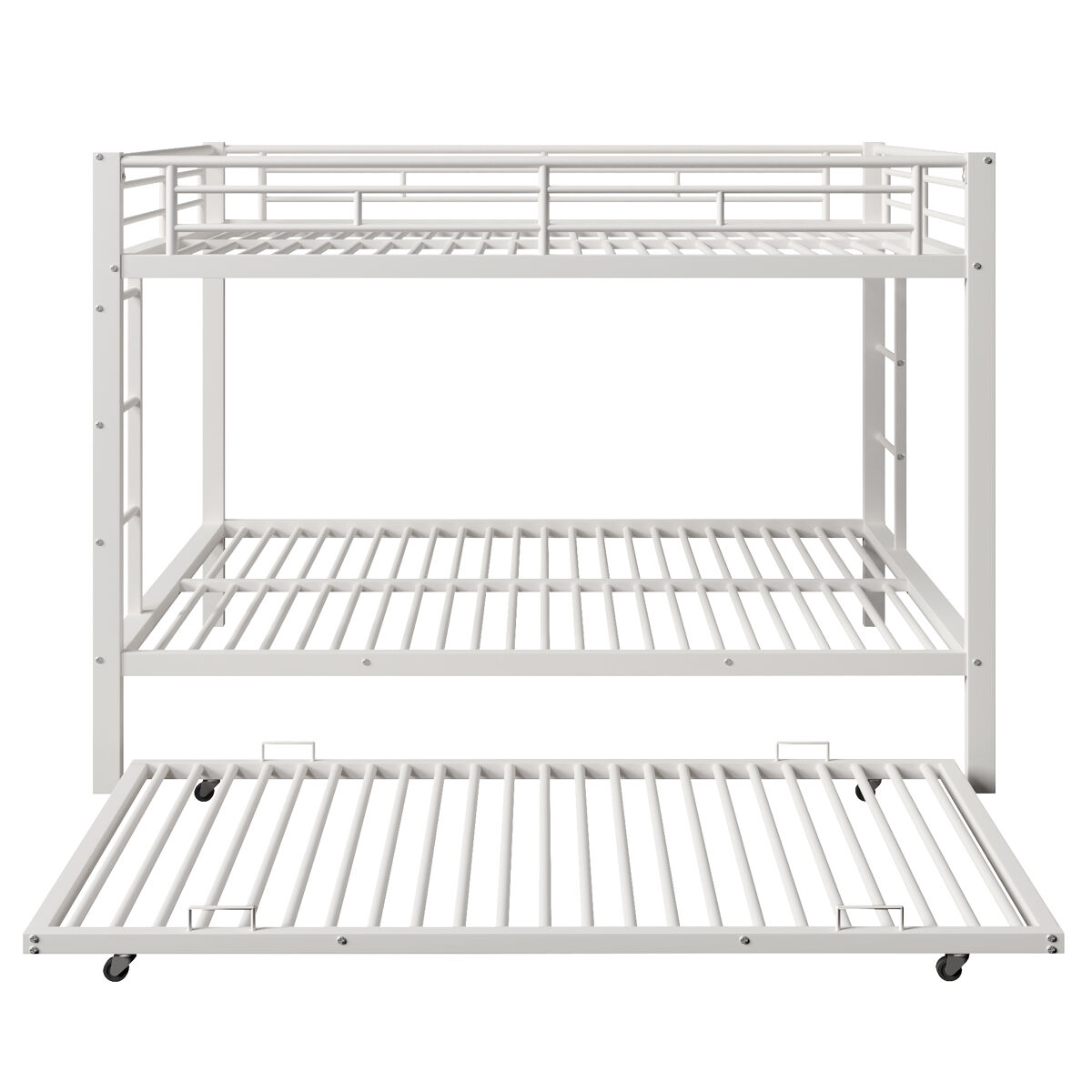 Beliche 140x200 cm - estrutura em ferro, cama com cama extraível, grade alta, branco