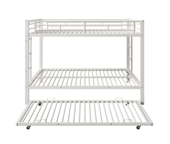 Beliche 140x200 cm - estrutura em ferro, cama com cama extraível, grade alta, branco