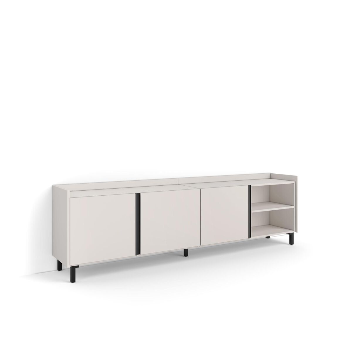 Móvel de tv, muito espaço de arrumação, 207x35x61cm, para televisores até 80", design industrial, estilo moderno, bege