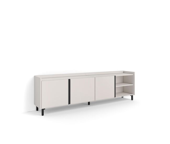 Móvel de tv, muito espaço de arrumação, 207x35x61cm, para televisores até 80", design industrial, estilo moderno, bege