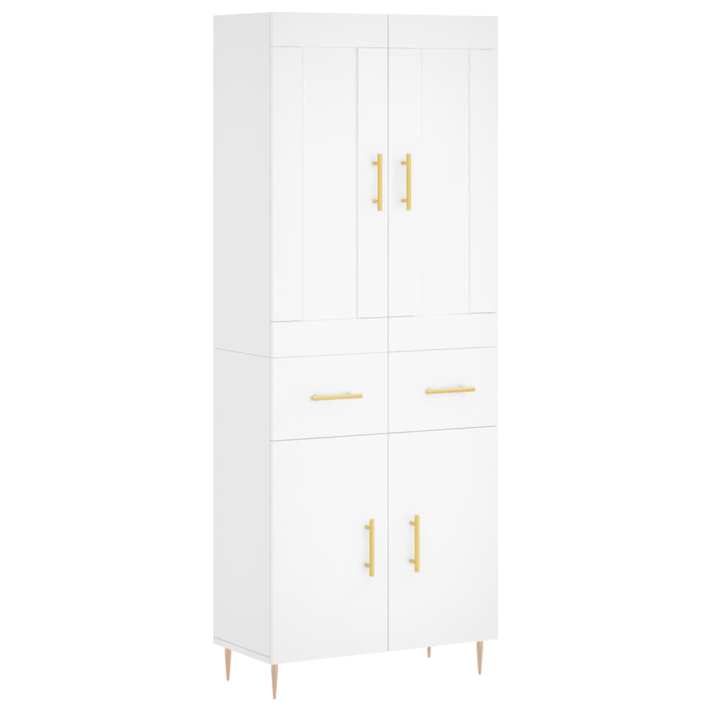 Armário alto - bufete - móvel de apoio 69,5x34x180 cm derivados de madeira branco pt728