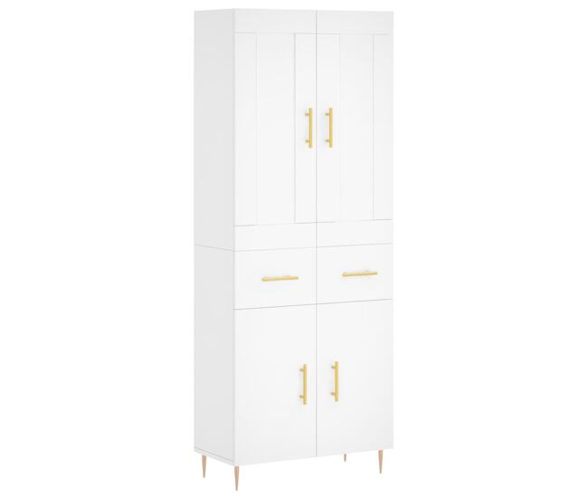 Armário alto - bufete - móvel de apoio 69,5x34x180 cm derivados de madeira branco pt728